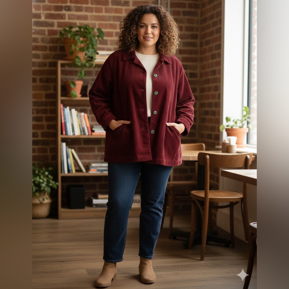 SIZE 26/28 NWOT Vintage Woman Within Red Corduroy Shacket